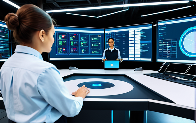 A professional logistics control center, bathed in clean, ambient light, showcasing a diverse team of male and female logistics experts. They are fully clothed in modern business attire, collaborating around large holographic displays that project real-time global shipping data, AI-powered predictive analytics, and secure blockchain transaction ledgers. In the background, automated robotic systems efficiently move packages within a smart warehouse. The overall scene conveys innovation, precision, and global connectivity. Perfect anatomy, correct proportions, natural pose, well-formed hands, proper finger count, natural body proportions. Professional photography, high quality, safe for work, appropriate content, family-friendly.