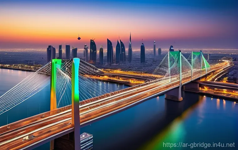 글로벌브릿지와 금융 시장 - **Global Financial Bridges & Currencies:** A breathtaking panoramic view of majestic, futuristic dig...
